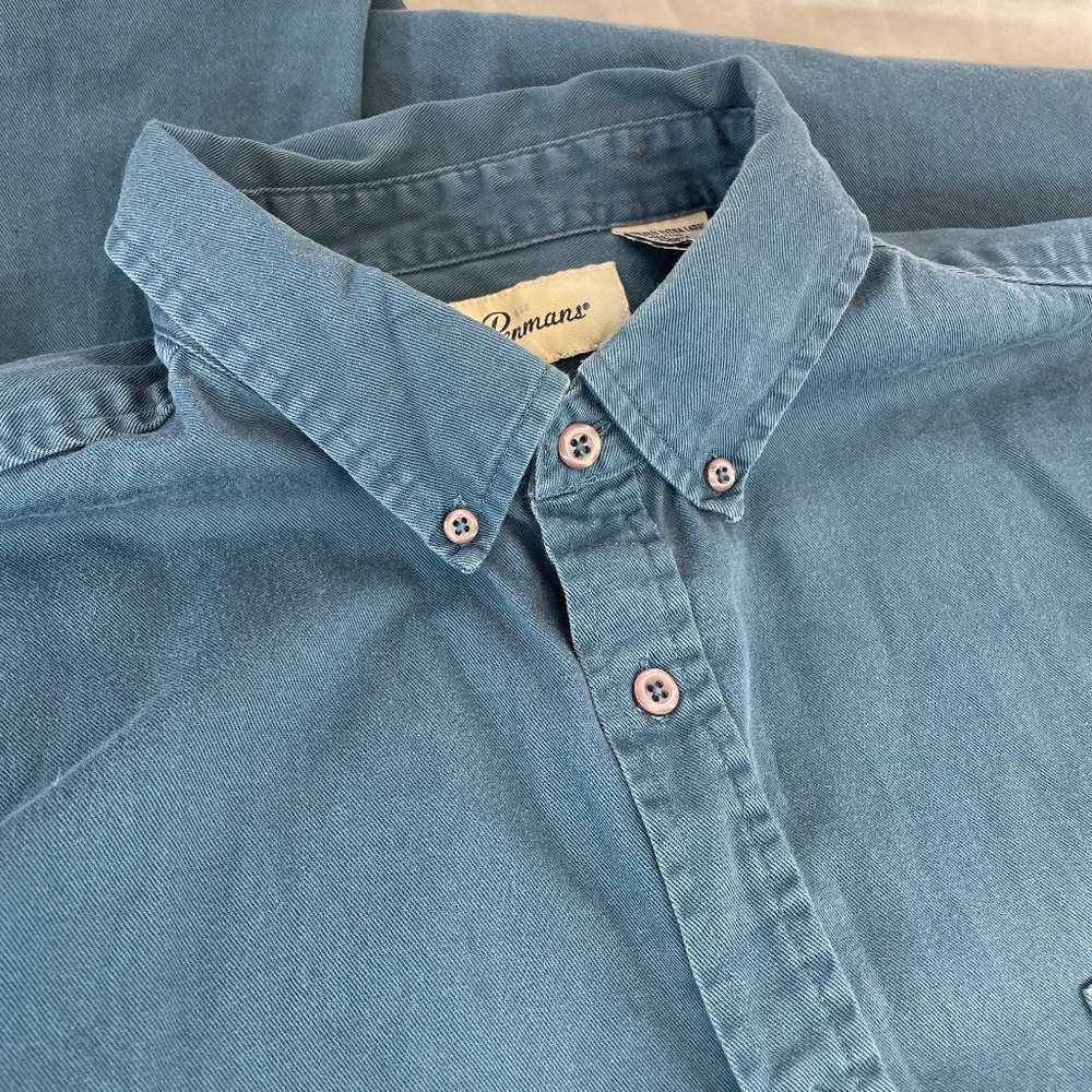 Penmans Collared Button-Down Shirt Short Sleeve Blue Men’s Size XL